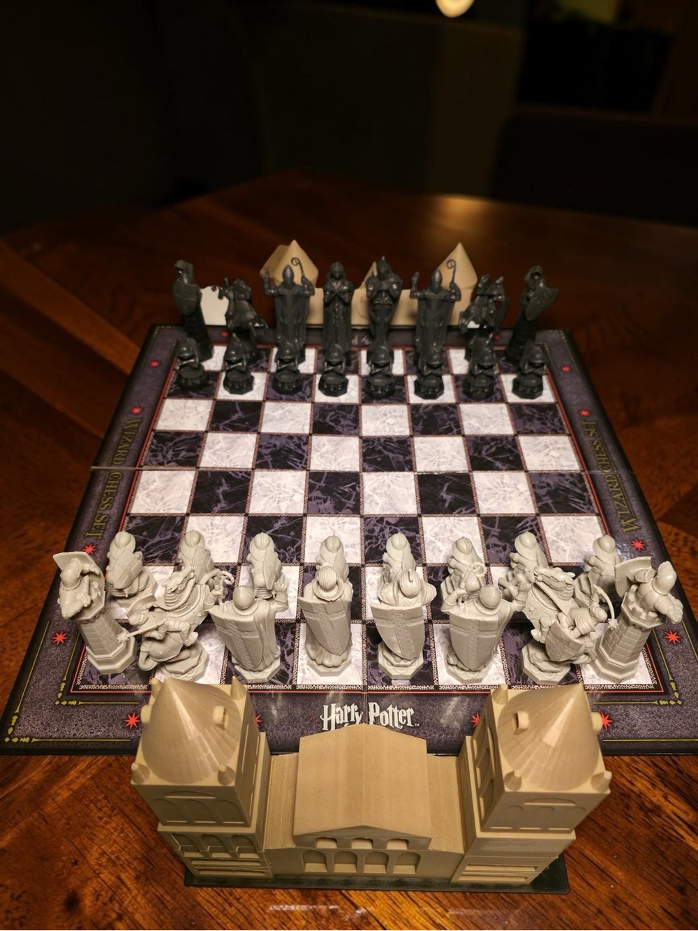Warner Bros. Harry Potter Chess Set - with custom 3D made Tan Castle and storage